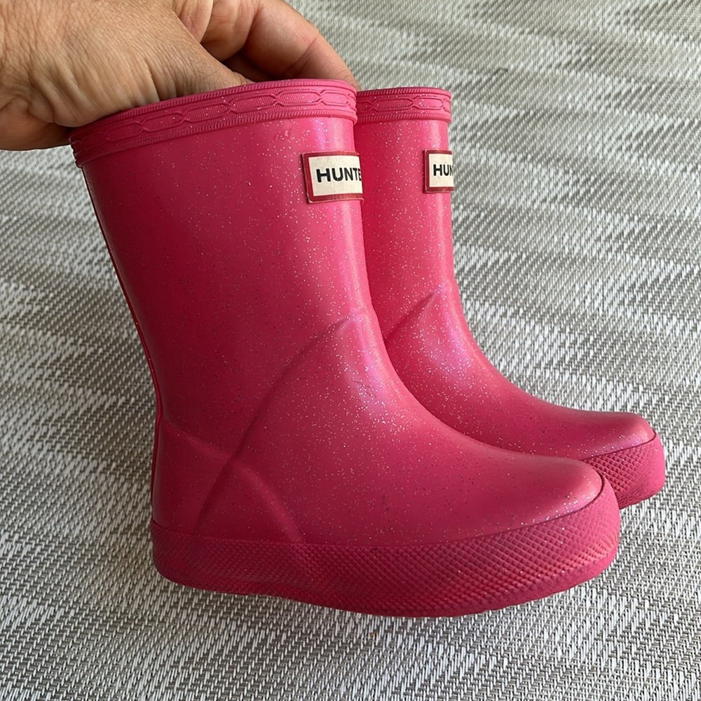 Toddler sparkle pink hunter rainboots